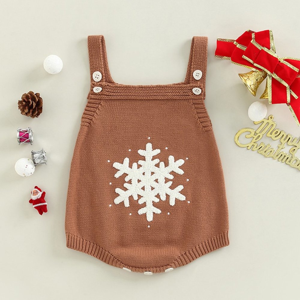 Christmas Snowflake Baby Bous Sweater Romper